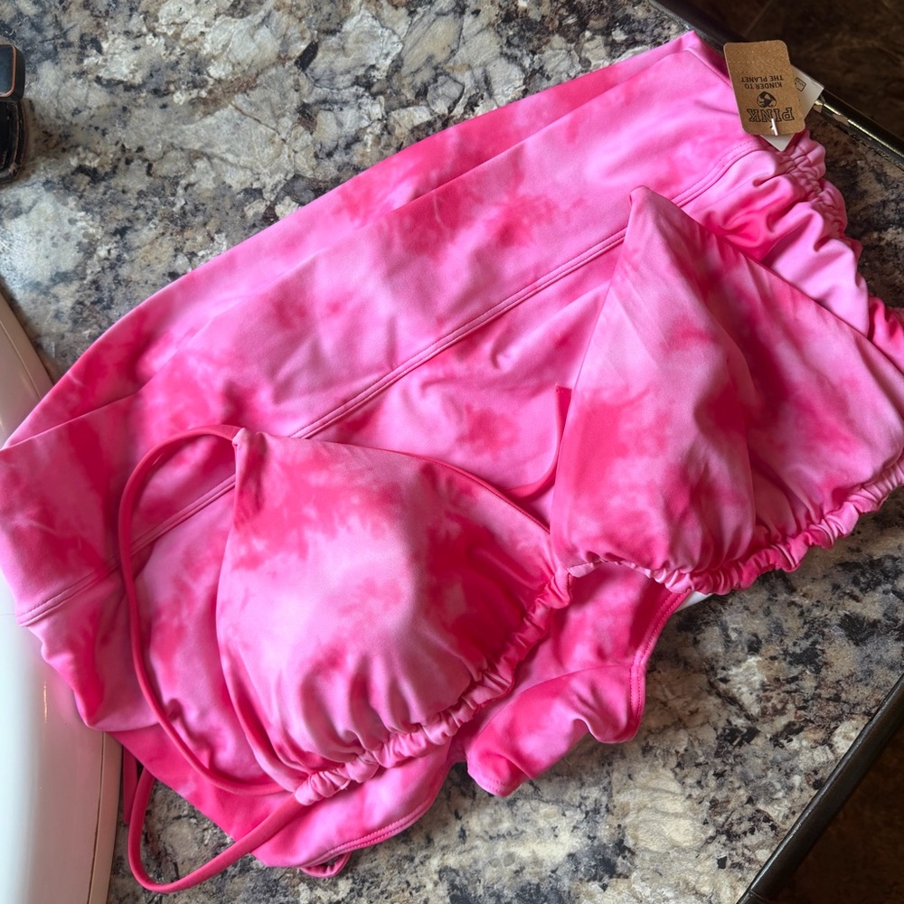 Victoria's Secret Pink Tie-Dye Bikini Set XXL Bottoms M-L Top